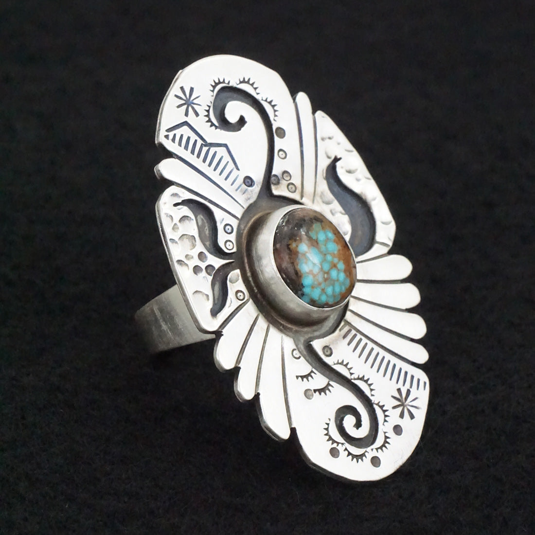 Marita Benally Turquoise & Sterling Silver Ring Size 9