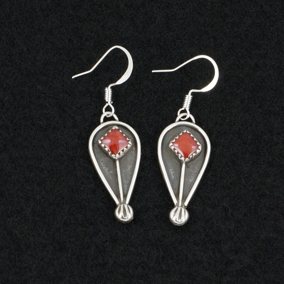 Priscilla Reeder Coral & Sterling Silver Squash Blossom Necklace & Earrings