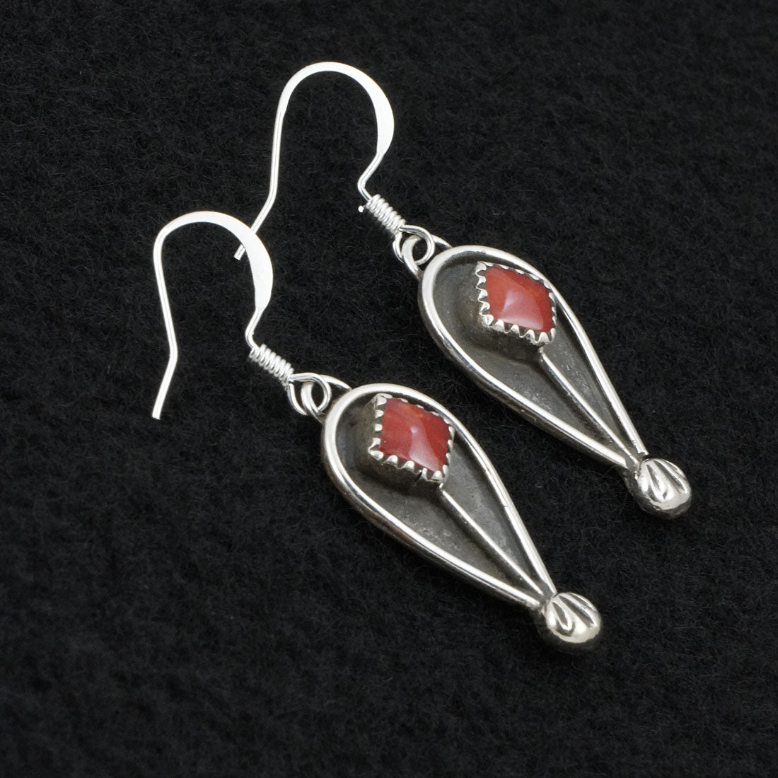 Priscilla Reeder Coral & Sterling Silver Squash Blossom Necklace & Earrings