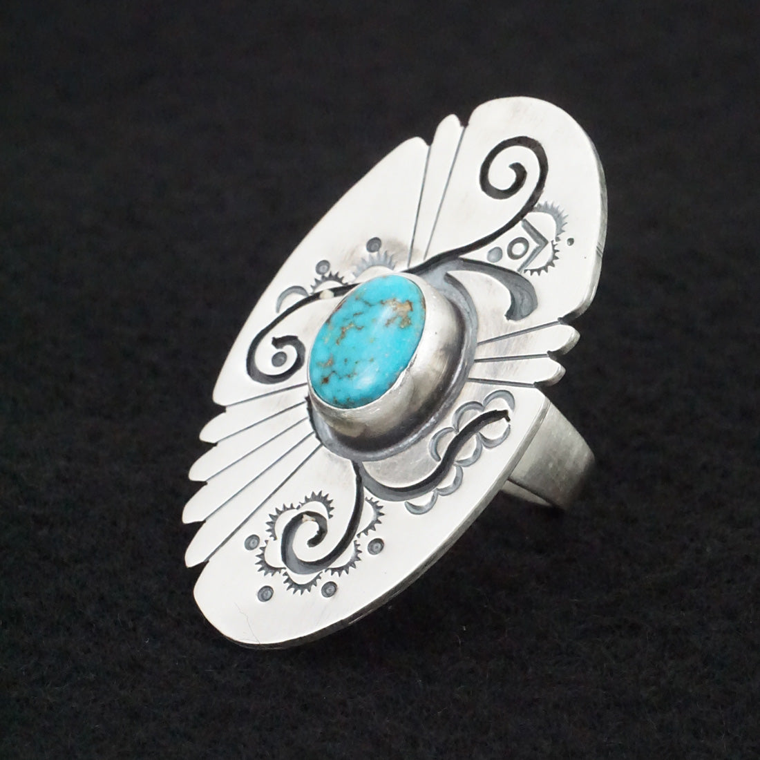 Marita Benally Turquoise & Sterling Silver Ring Size 8