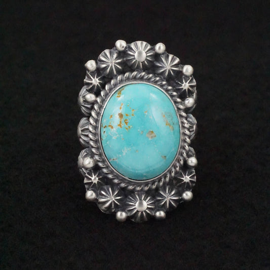 Raymond Delgarito Turquoise & Sterling Silver Ring Size 8