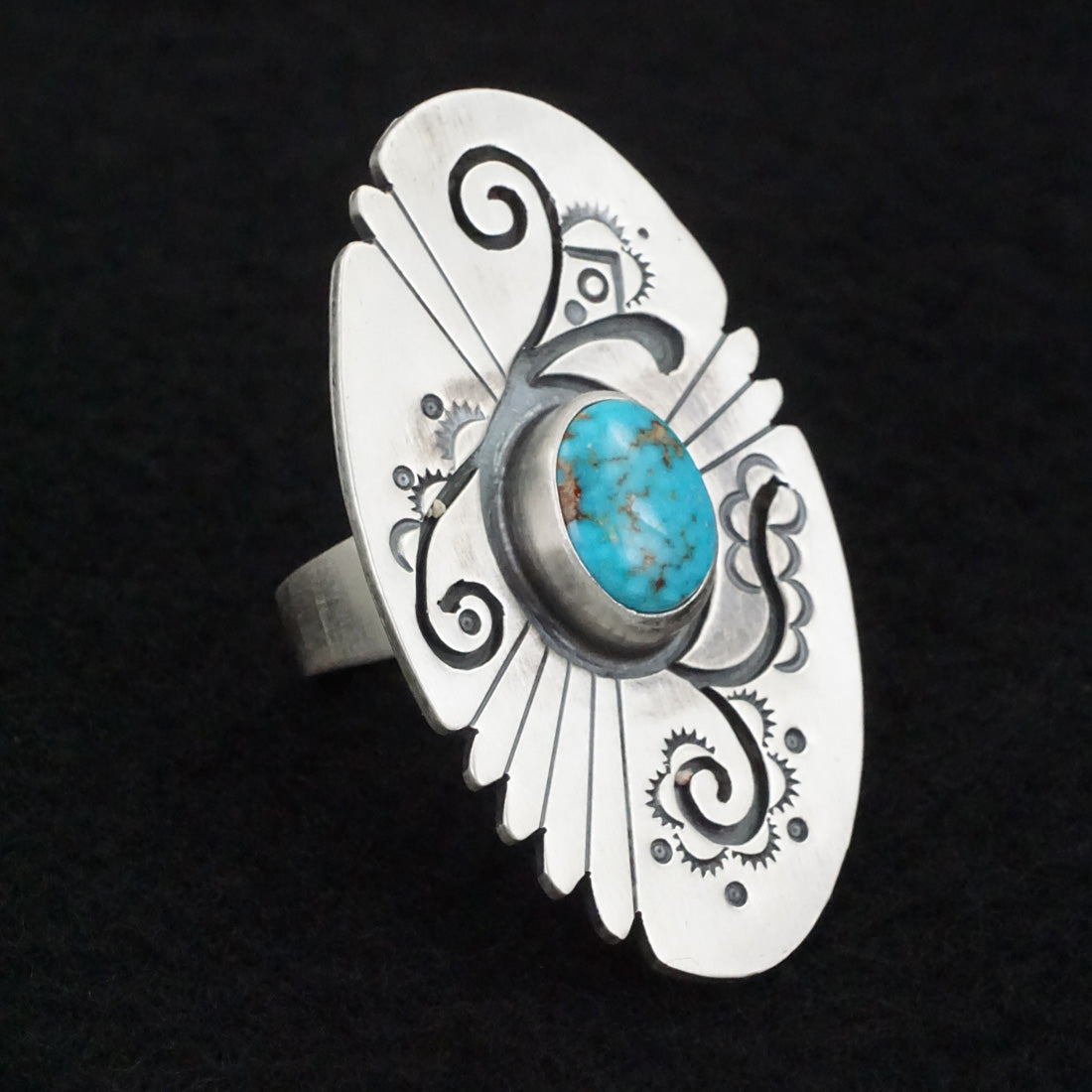 Marita Benally Turquoise & Sterling Silver Ring Size 8