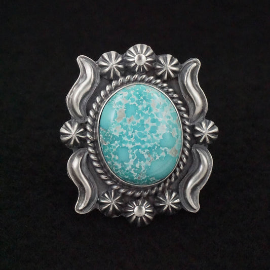 Raymond Delgarito Turquoise & Sterling Silver Ring Size 9.5