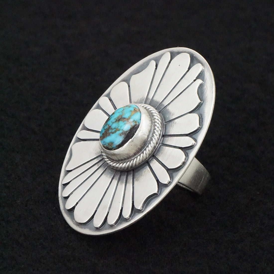 Marita Benally Turquoise & Sterling Silver Ring Size 8