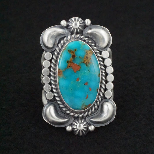 Raymond Delgarito Turquoise & Sterling Silver Ring Size 10