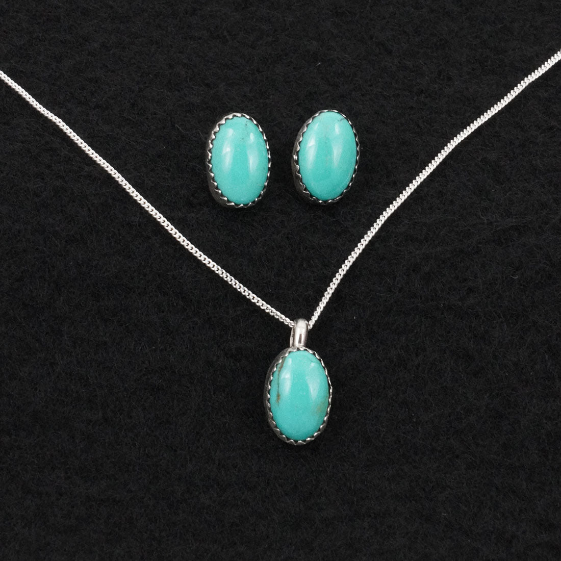 Murray Hannaweeka Turquoise & Sterling Silver Necklace Set