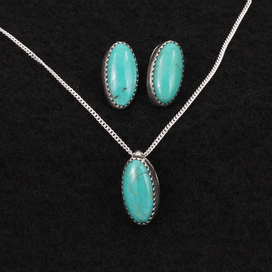 Murray Hannaweeka Turquoise & Sterling Silver Necklace Set