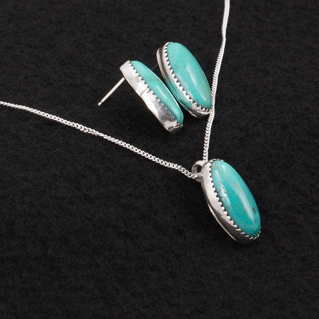 Murray Hannaweeka Turquoise & Sterling Silver Necklace Set