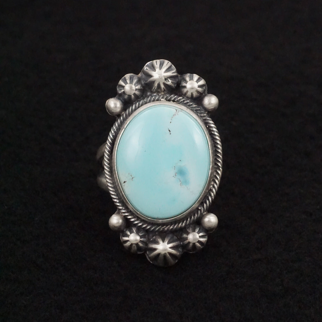 Bobby Johnson Turquoise & Sterling Silver Ring Size 9