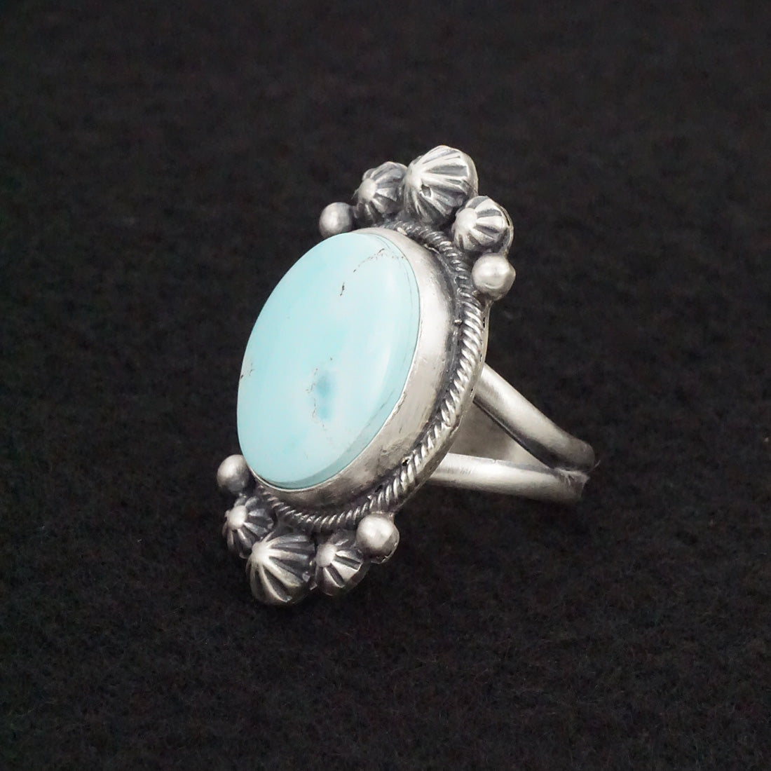 Bobby Johnson Turquoise & Sterling Silver Ring Size 9