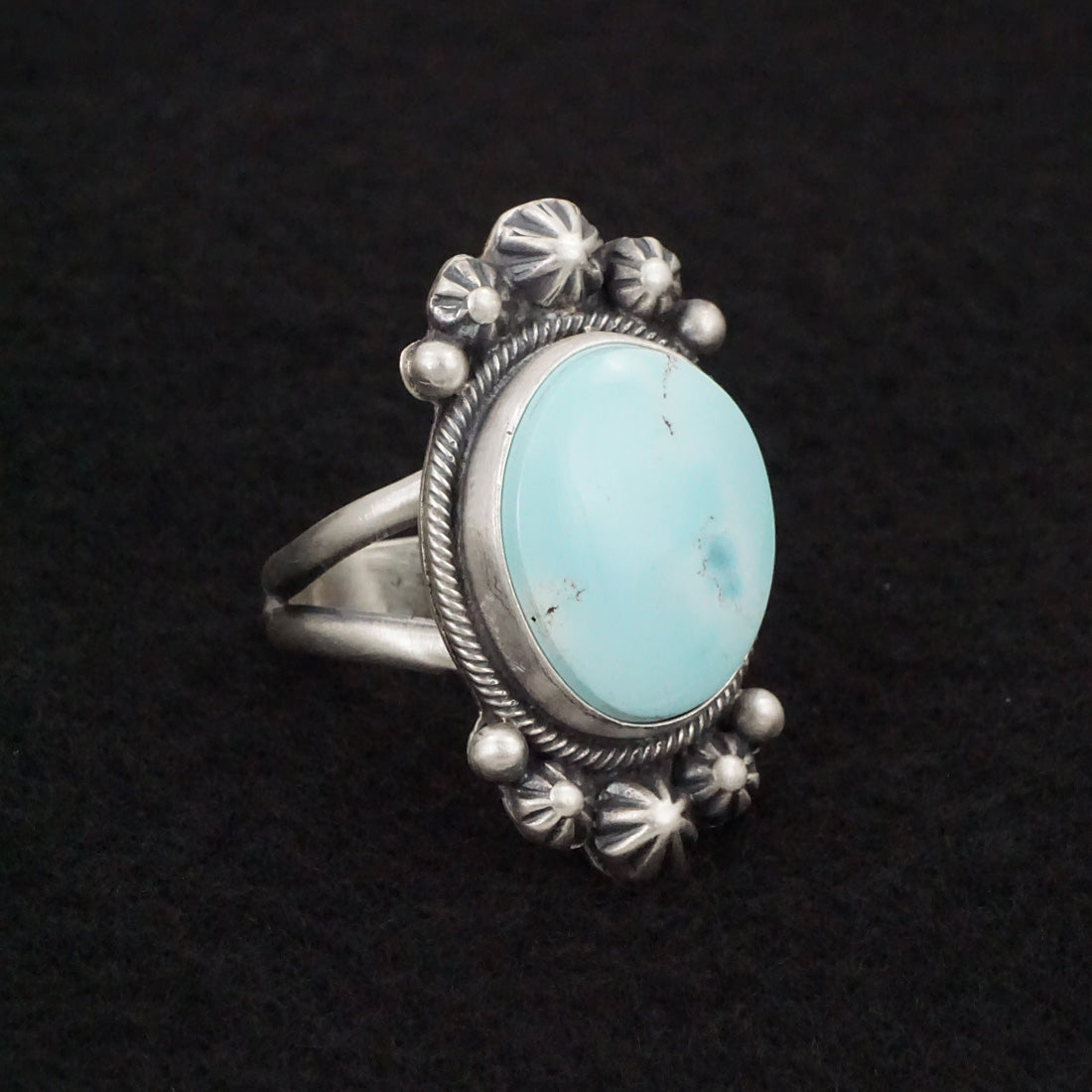 Bobby Johnson Turquoise & Sterling Silver Ring Size 9