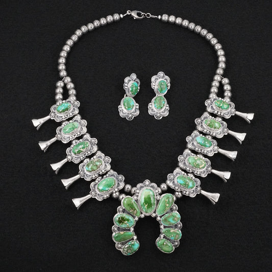 Randy Boyd Turquoise & Sterling Silver Squash Blossom Set