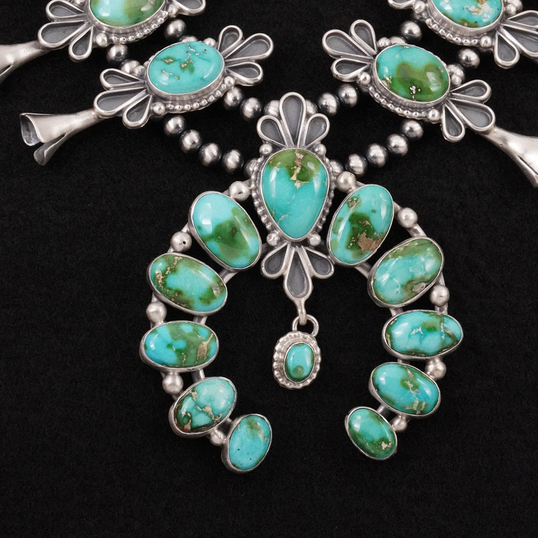 Darrin Livingston Turquoise & Sterling Silver Squash Blossom Set