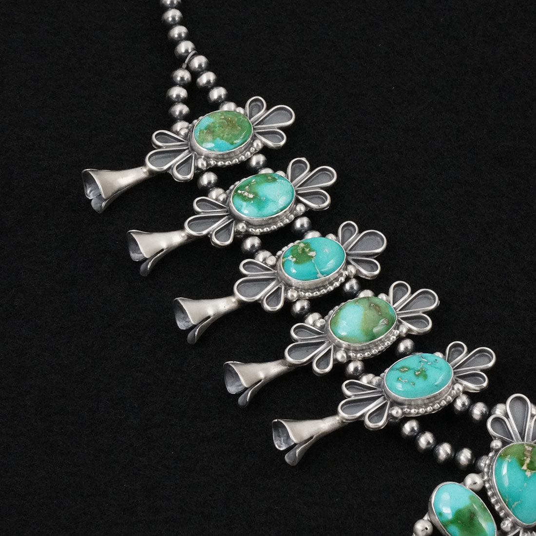 Darrin Livingston Turquoise & Sterling Silver Squash Blossom Set