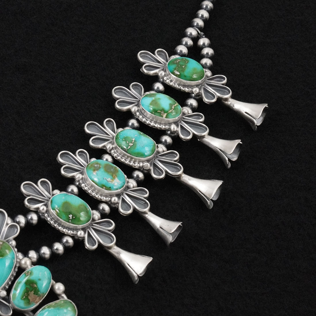 Darrin Livingston Turquoise & Sterling Silver Squash Blossom Set