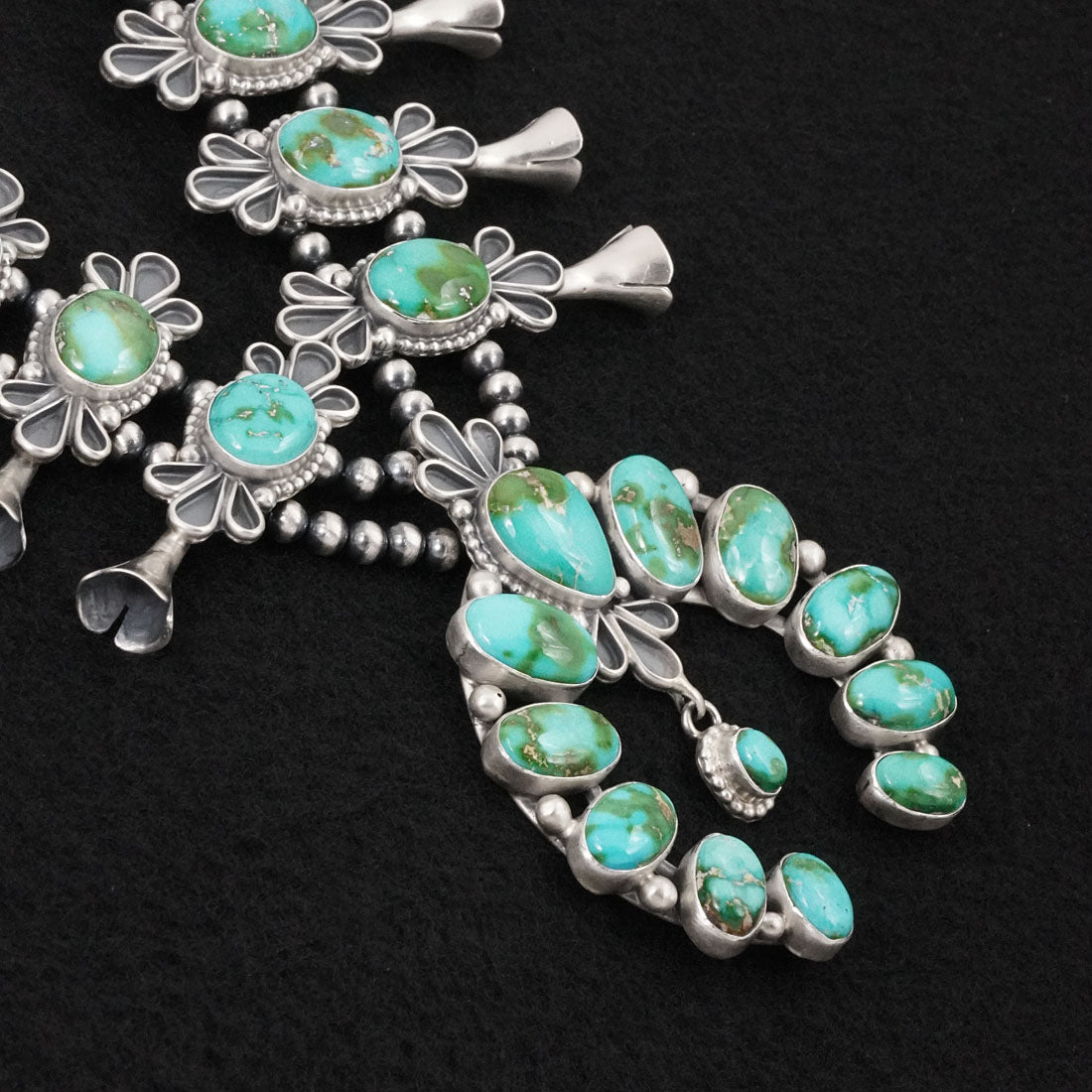 Darrin Livingston Turquoise & Sterling Silver Squash Blossom Set