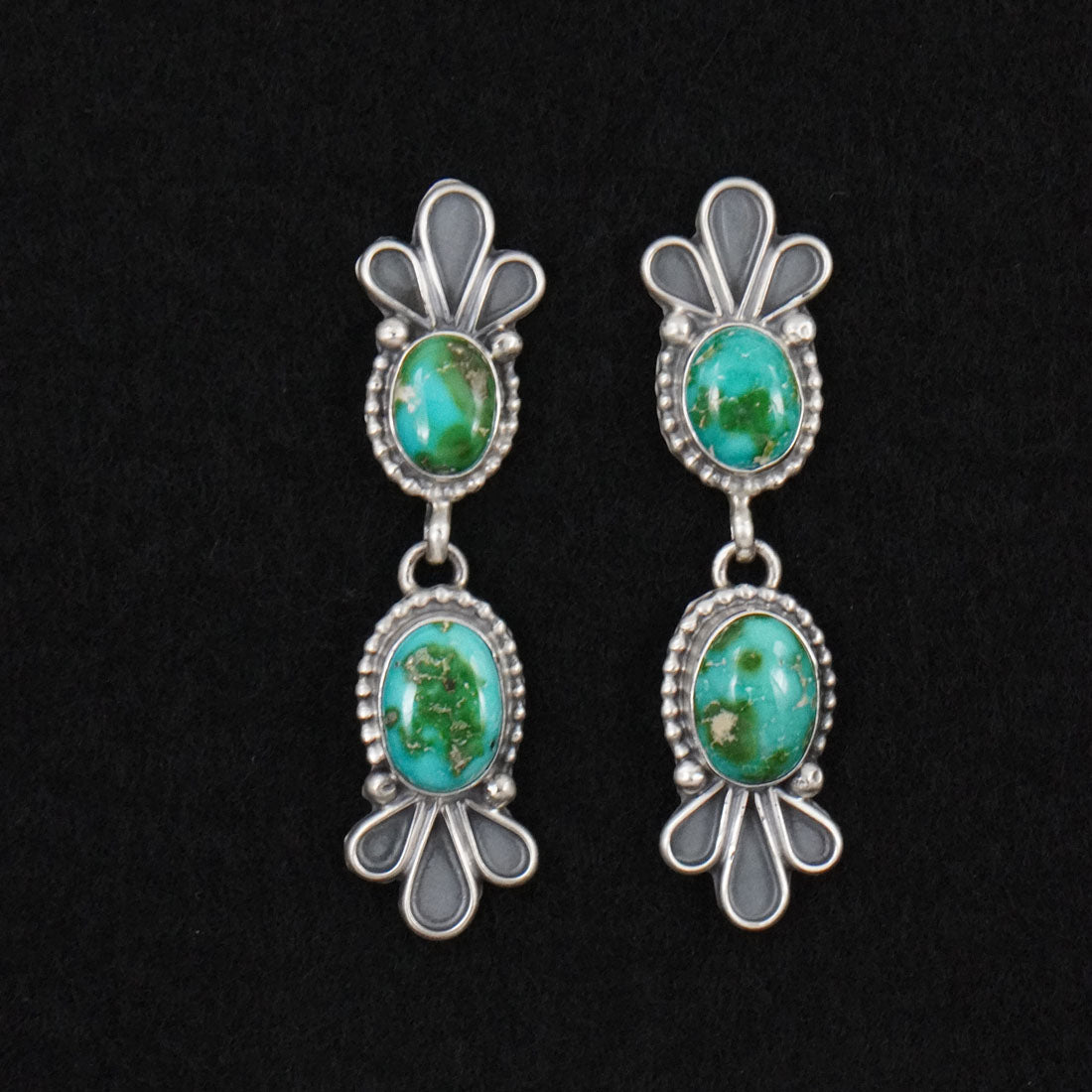 Darrin Livingston Turquoise & Sterling Silver Squash Blossom Set
