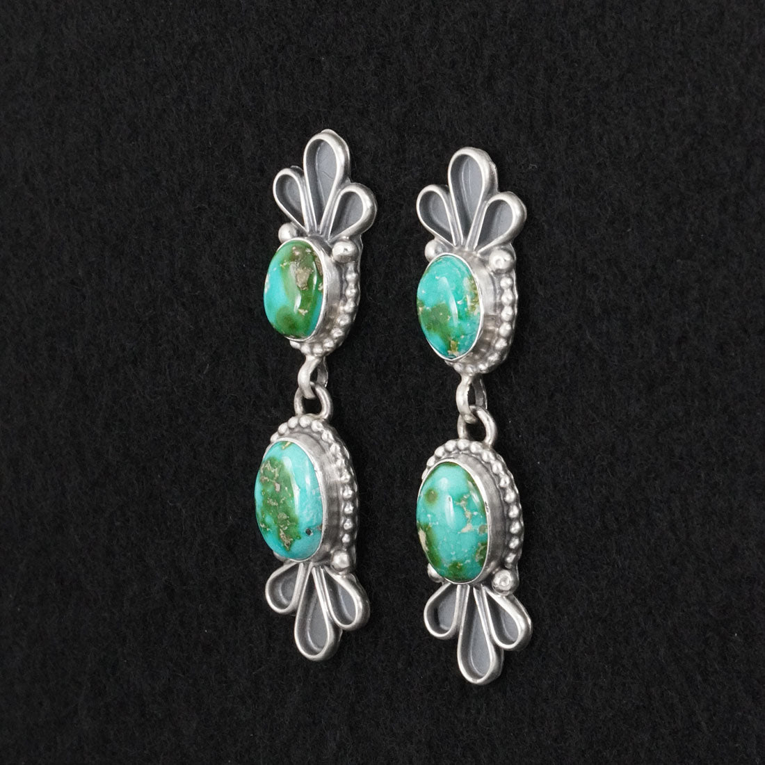 Darrin Livingston Turquoise & Sterling Silver Squash Blossom Set