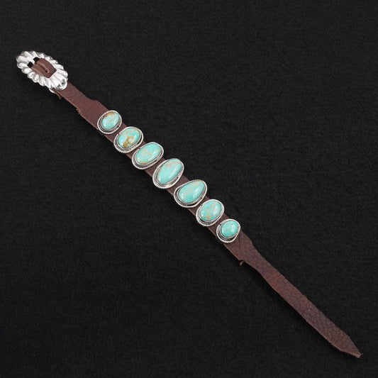 Marlene Ramone Turquoise, Sterling Silver & Leather Bracelet