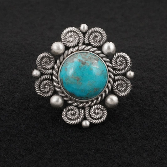 Michael Calladitto Turquoise & Sterling Silver Ring Size 7.5