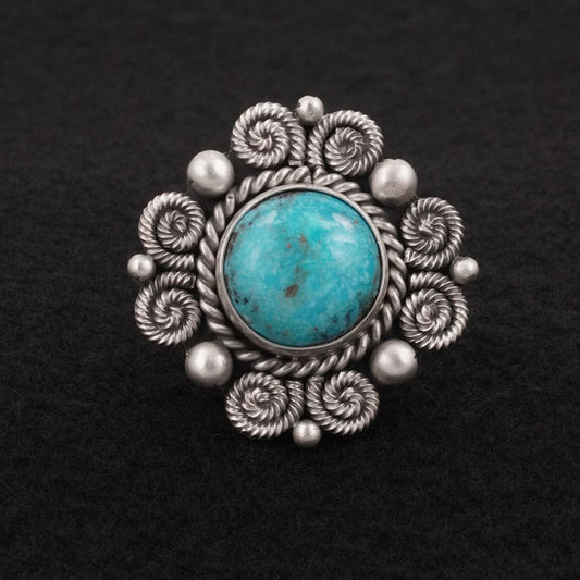 Michael Calladitto Turquoise & Sterling Silver Ring Size 7.5