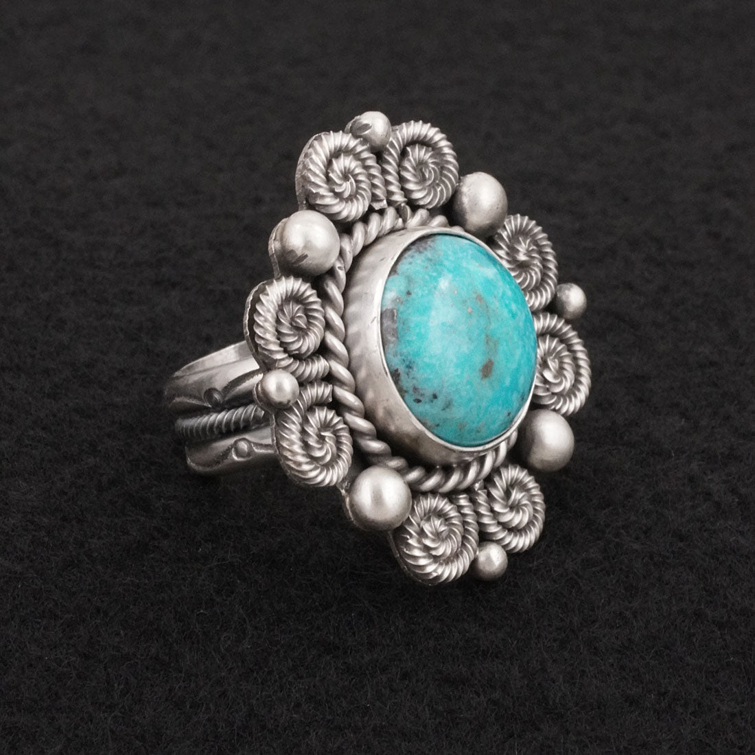 Michael Calladitto Turquoise & Sterling Silver Ring Size 7.5