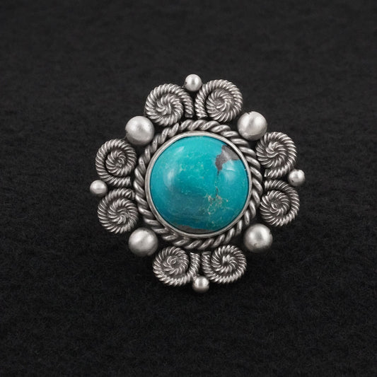 Michael Calladitto Turquoise & Sterling Silver Ring Size 8