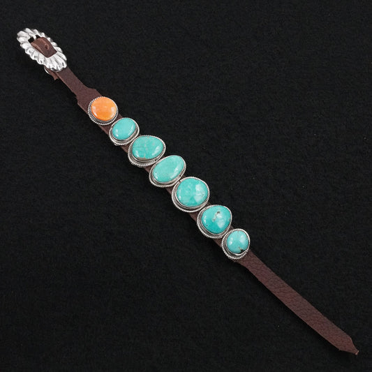 Marlene Ramone Multi-Stone, Sterling Silver & Leather Bracelet