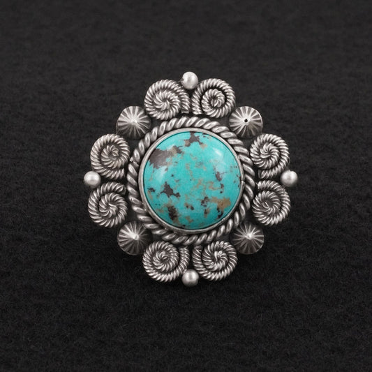 Michael Calladitto Turquoise & Sterling Silver Ring Size 8