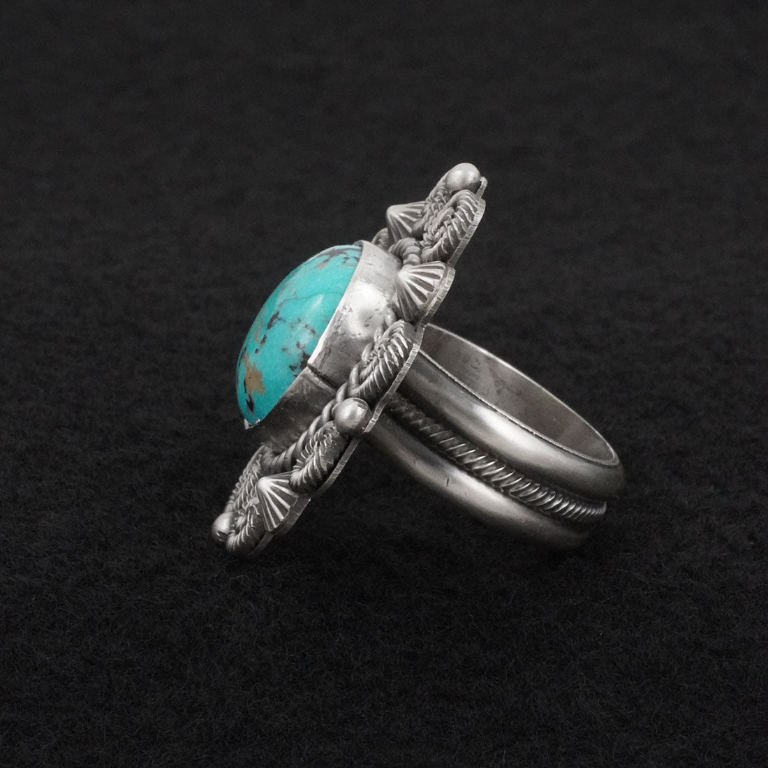 Michael Calladitto Turquoise & Sterling Silver Ring Size 8