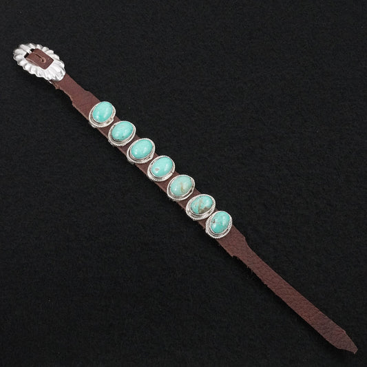 Marlene Ramone Turquoise, Sterling Silver & Leather Bracelet