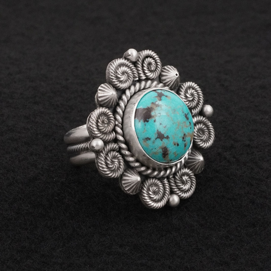 Michael Calladitto Turquoise & Sterling Silver Ring Size 8