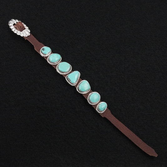 Marlene Ramone Turquoise, Sterling Silver & Leather Bracelet