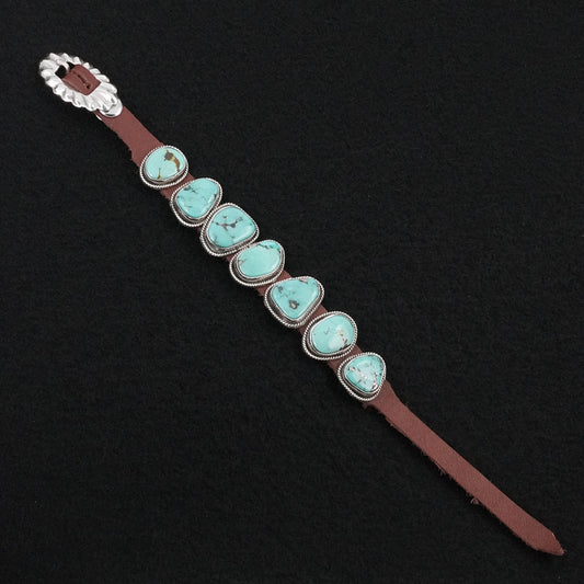 Marlene Ramone Turquoise, Sterling Silver & Leather Bracelet