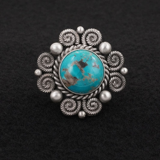 Michael Calladitto Turquoise & Sterling Silver Ring Size 8.5