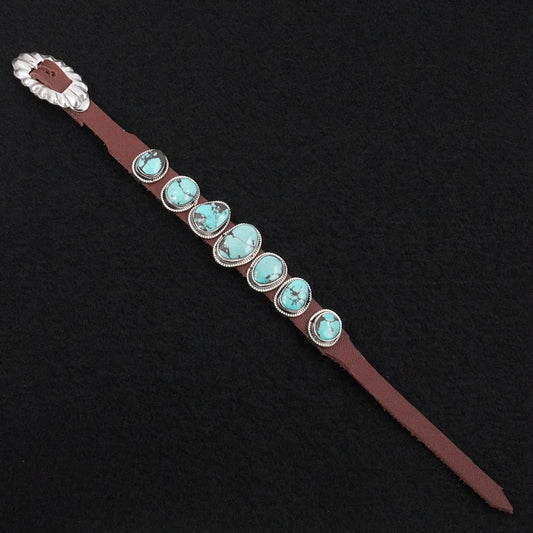 Marlene Ramone Turquoise, Sterling Silver & Leather Bracelet