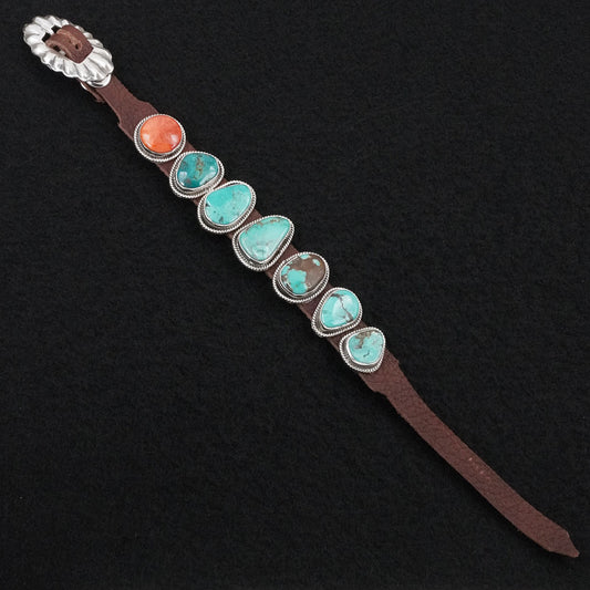 Marlene Ramone Multi-Stone, Sterling Silver & Leather Bracelet