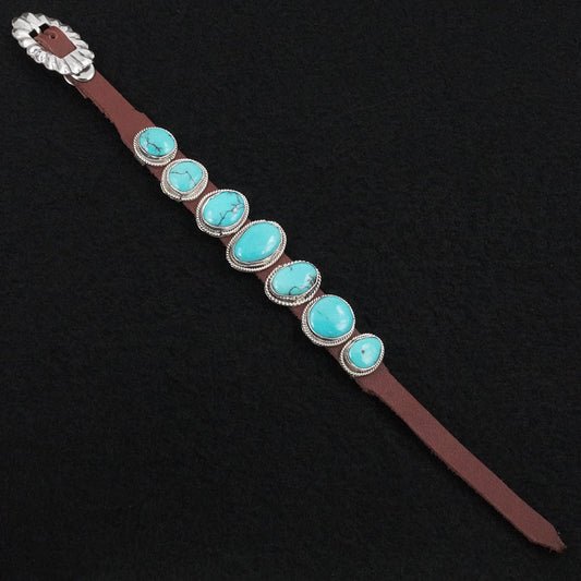 Marlene Ramone Turquoise, Sterling Silver & Leather Bracelet