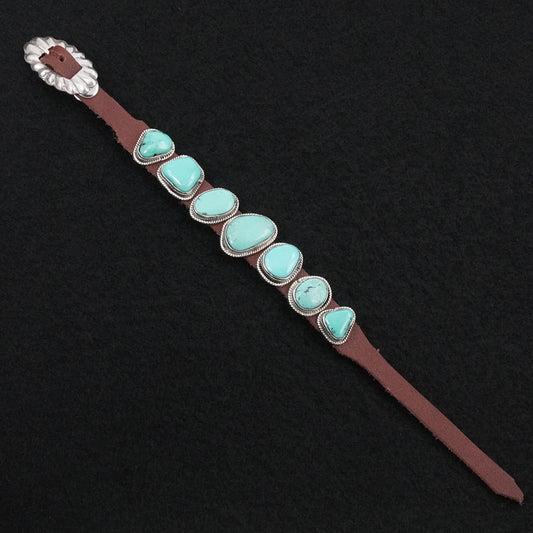 Marlene Ramone Turquoise, Sterling Silver & Leather Bracelet