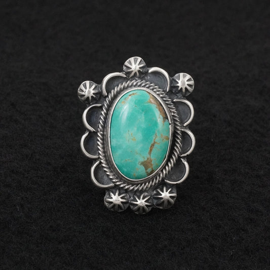 Bobby Johnson Turquoise & Sterling Silver Ring Adjustable