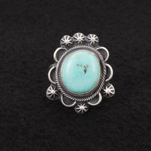 Bobby Johnson Turquoise & Sterling Silver Ring Adjustable