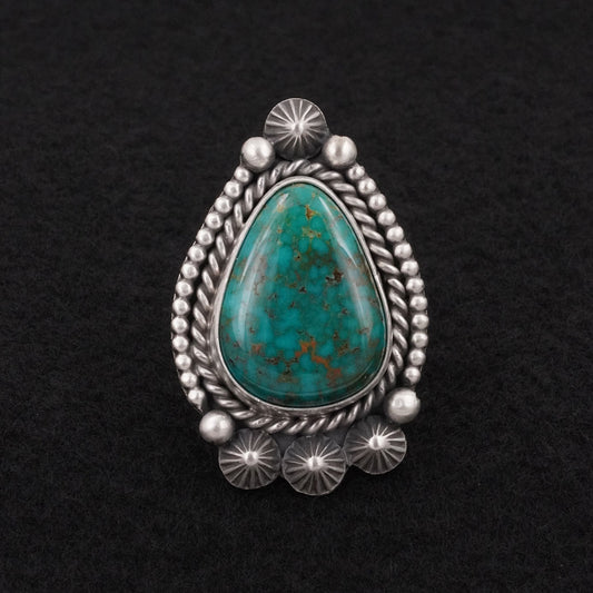 Michael Calladitto Turquoise & Sterling Silver Ring Size 8.5