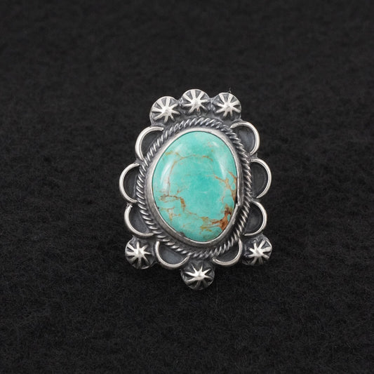 Bobby Johnson Turquoise & Sterling Silver Ring Adjustable