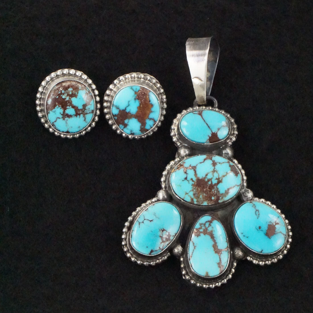 Darrin Livingston Turquoise & Sterling Silver Earrings & Pendant