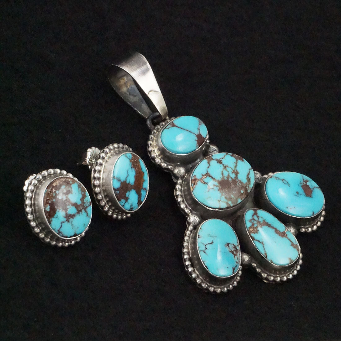 Darrin Livingston Turquoise & Sterling Silver Earrings & Pendant