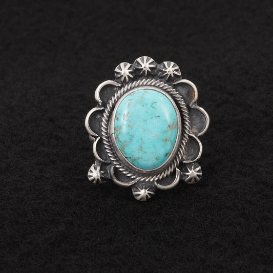 Bobby Johnson Turquoise & Sterling Silver Ring Adjustable