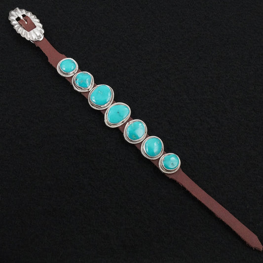 Rosita Charlie Turquoise, Sterling Silver & Leather Bracelet
