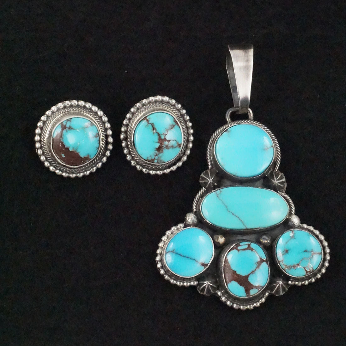 Darrin Livingston Turquoise & Sterling Silver Earrings & Pendant