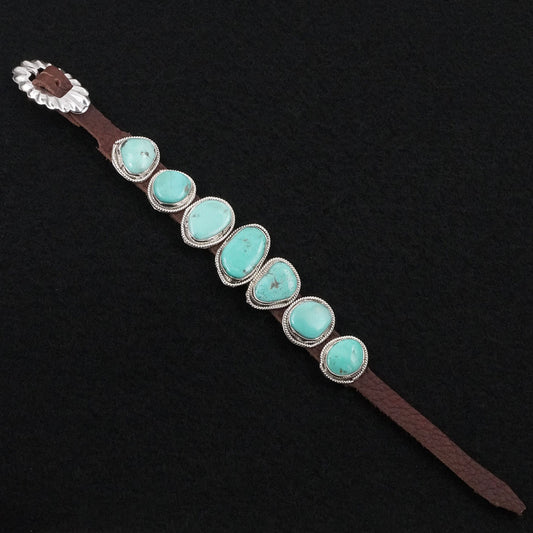 Rosita Charlie Turquoise, Sterling Silver & Leather Bracelet