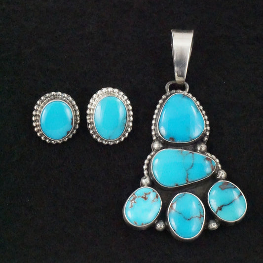 Darrin Livingston Turquoise & Sterling Silver Earrings & Pendant